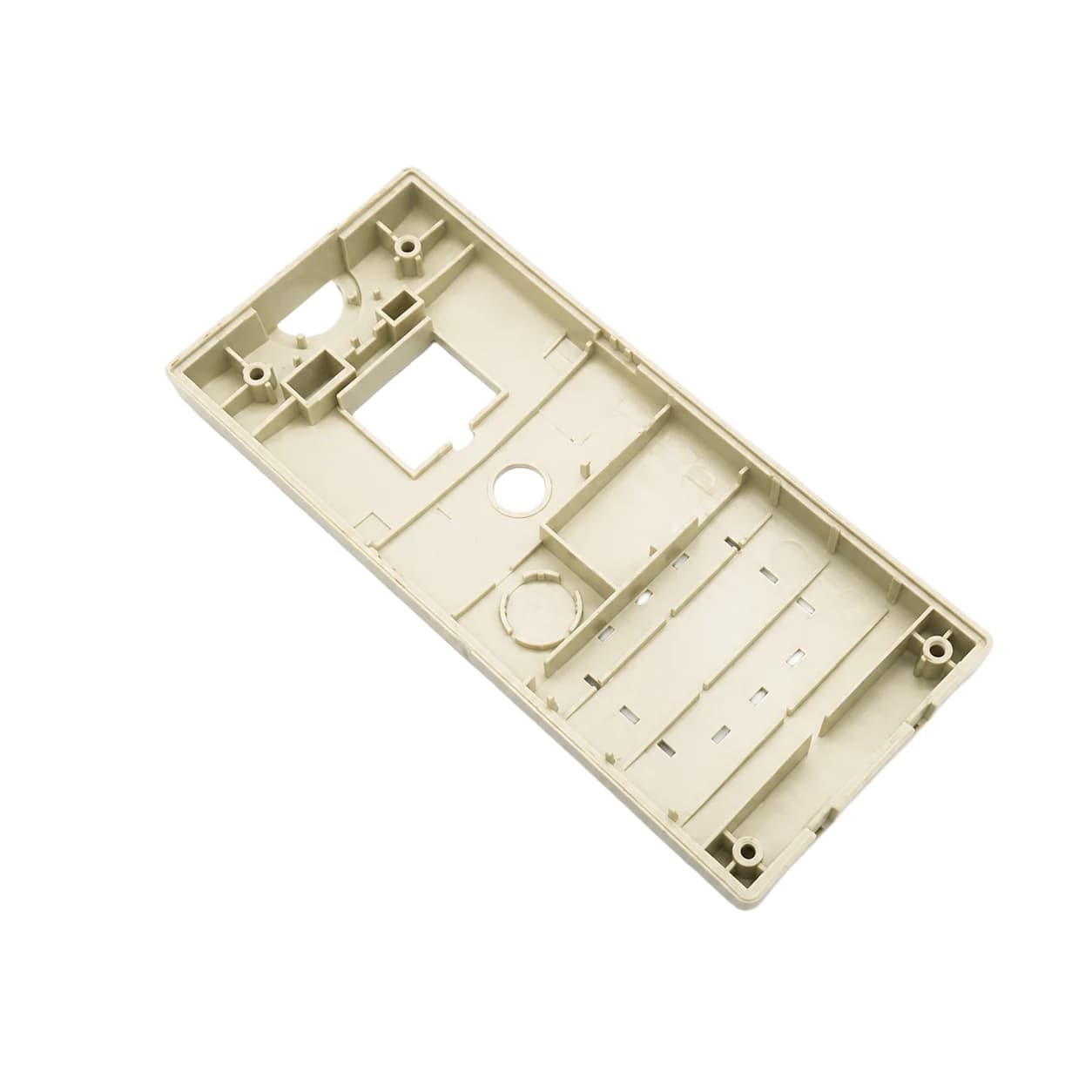 Plastic housing component sample on a white background