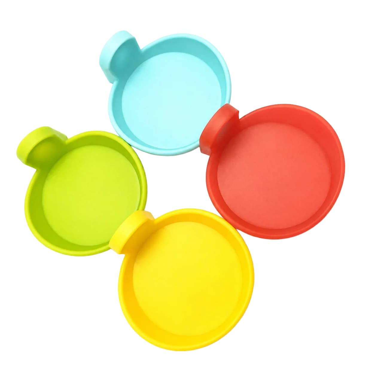 Plastic component color variation samples on a white background