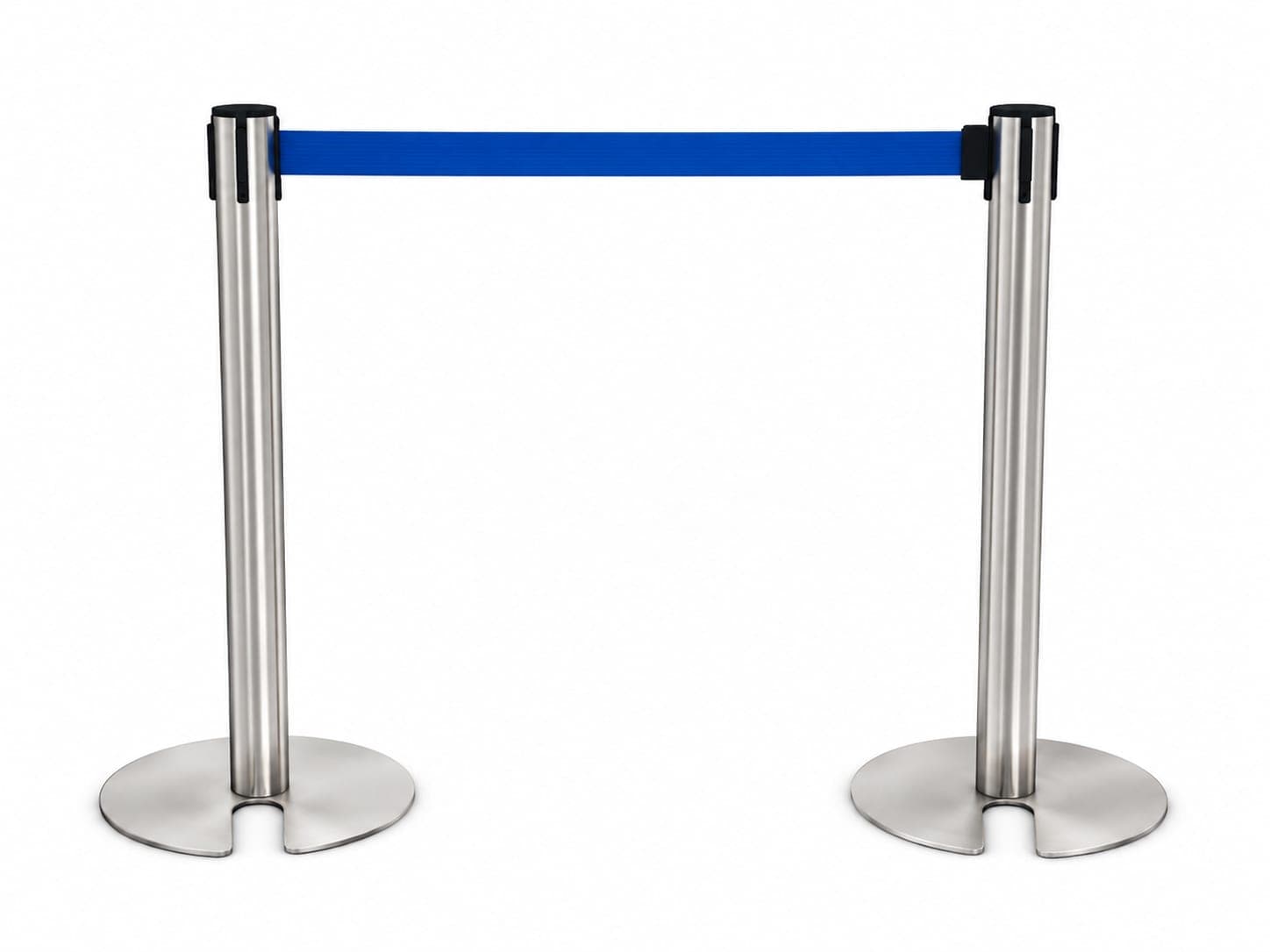 201 stainless steel wide-post retractable queue barrier with blue belt