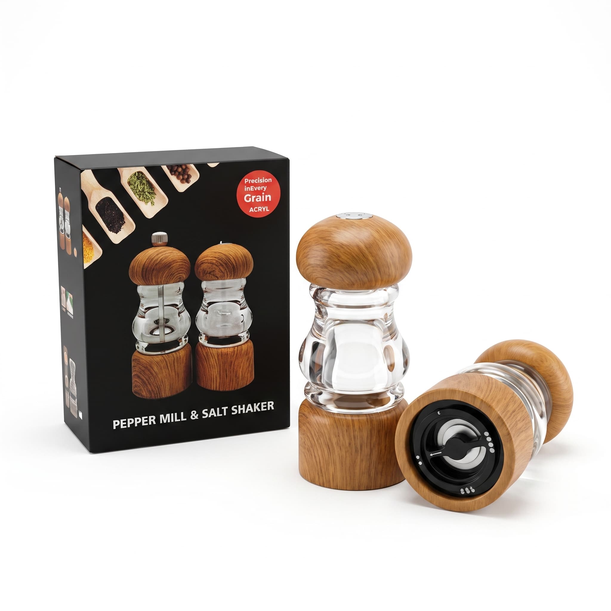 Acrylic pepper grinder item GD8160P-Y (Yellow Wood Grain) / GD8160AS-Y (Yellow Wood Grain) view 2