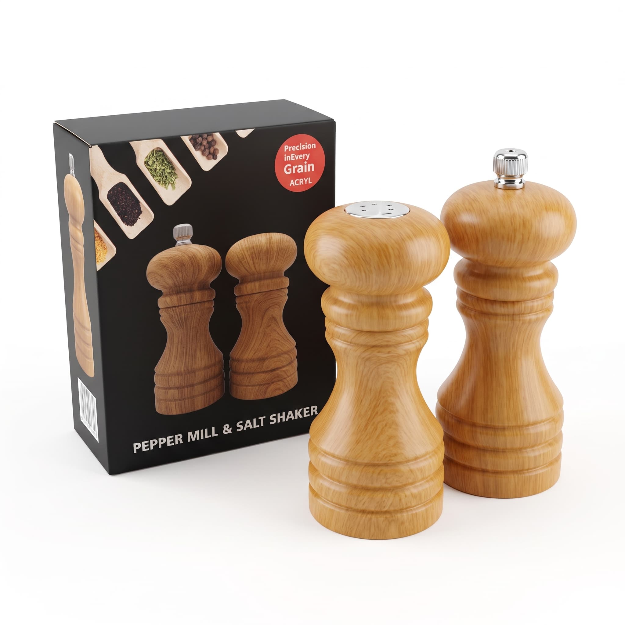 Acrylic pepper grinder item GD8905P-Y (Yellow Wood Grain) / GD8905AS-Y (Yellow Wood Grain) view 1