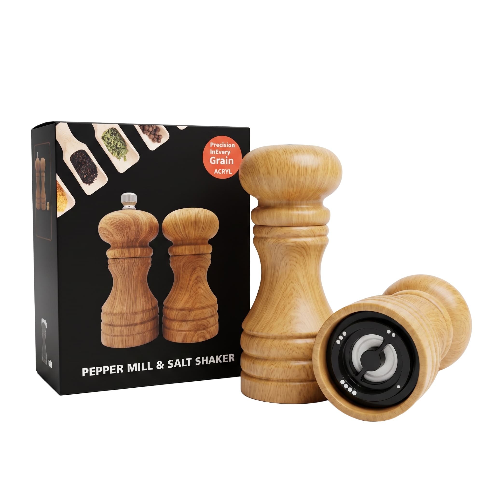 Acrylic pepper grinder item GD8905P-Y (Yellow Wood Grain) / GD8905AS-Y (Yellow Wood Grain) view 2