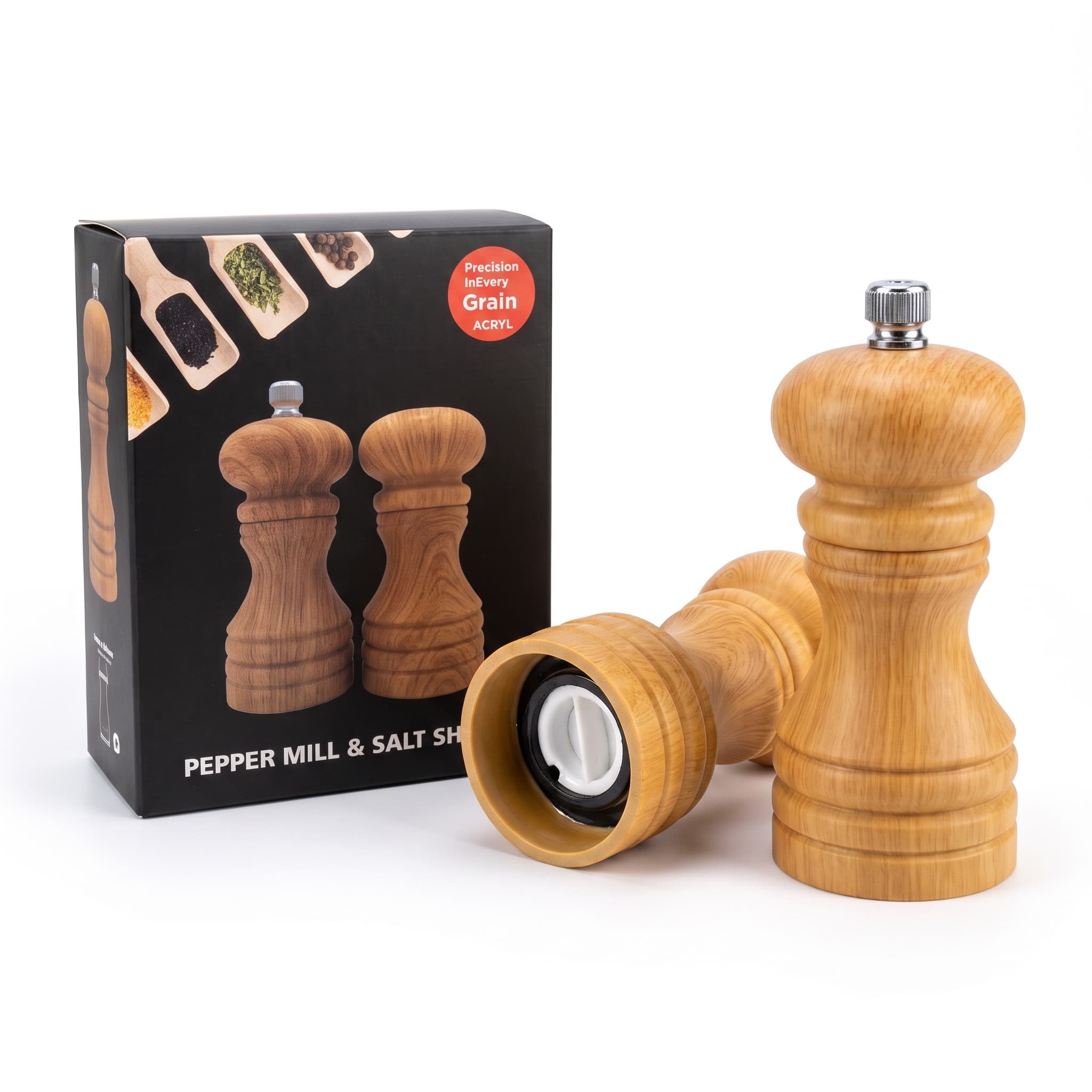 Acrylic pepper grinder item GD8905P-Y (Yellow Wood Grain) / GD8905AS-Y (Yellow Wood Grain) view 3
