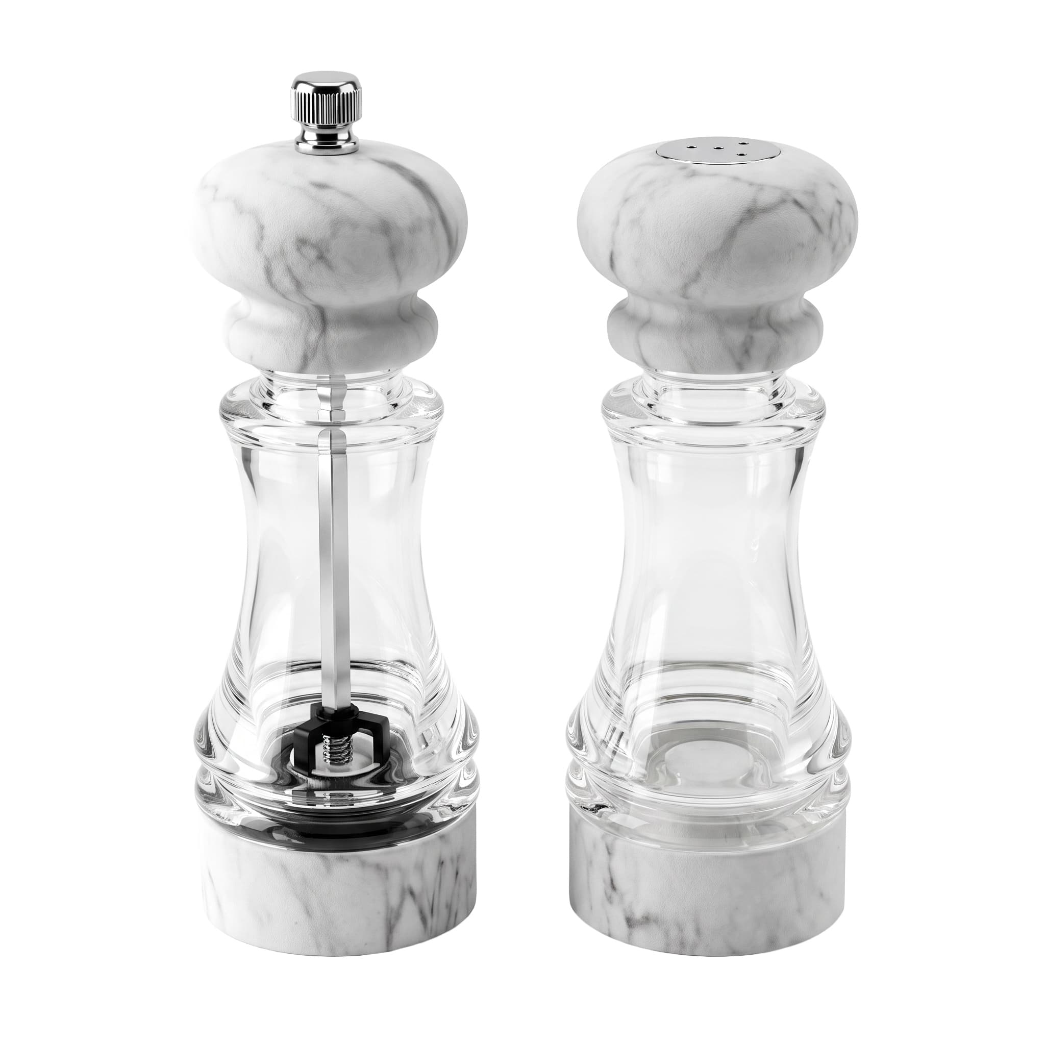 Acrylic pepper grinder item GD8851P-W (White Stone Pattern) / GD8851AS-W (White Stone Pattern) view 1