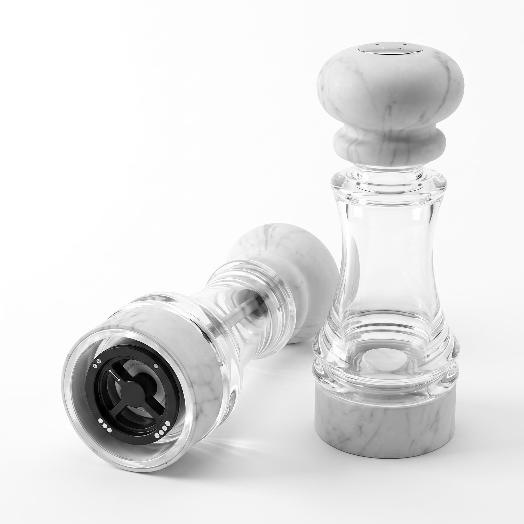 Acrylic pepper grinder item GD8851P-W (White Stone Pattern) / GD8851AS-W (White Stone Pattern) view 3