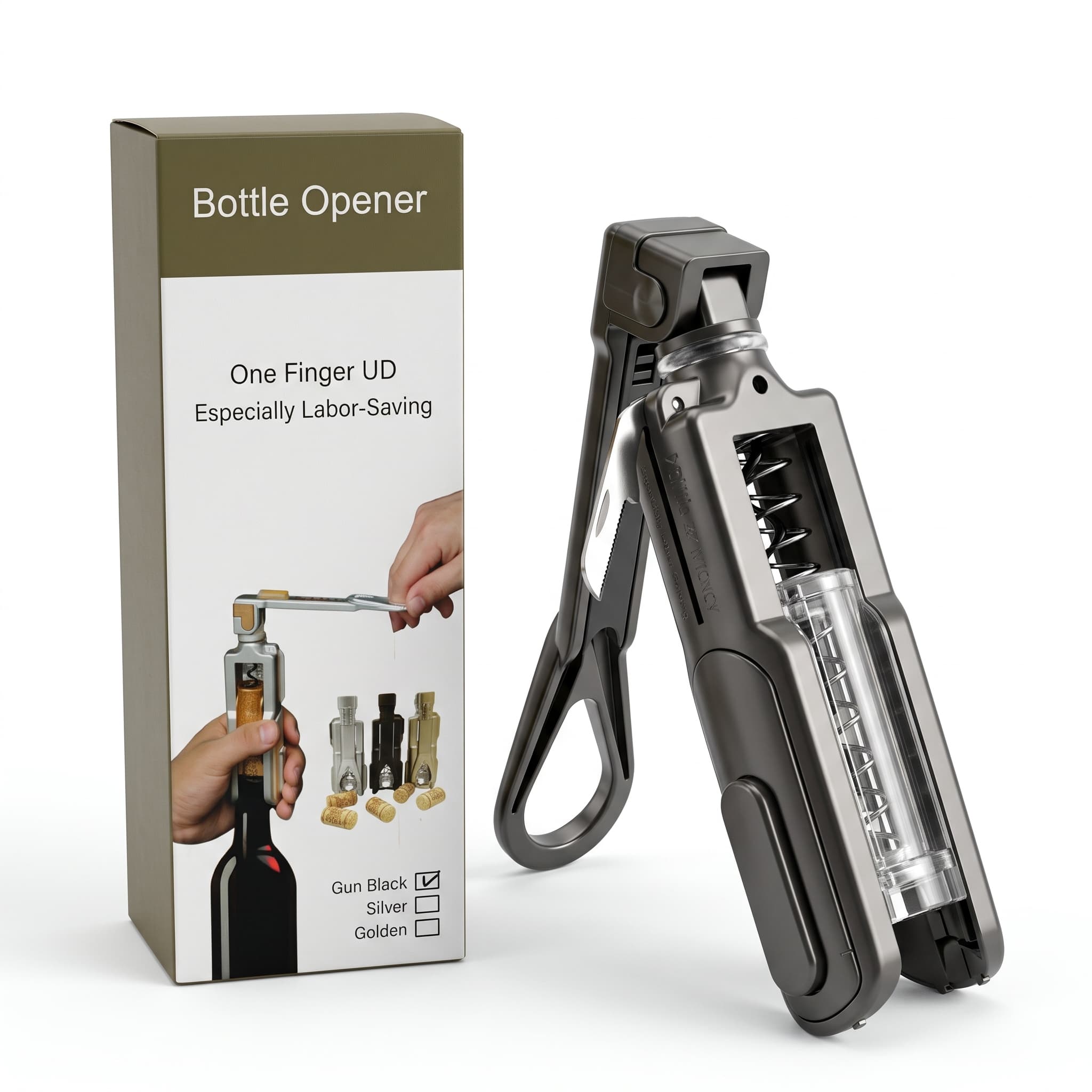 Wine opener Black finish view 1