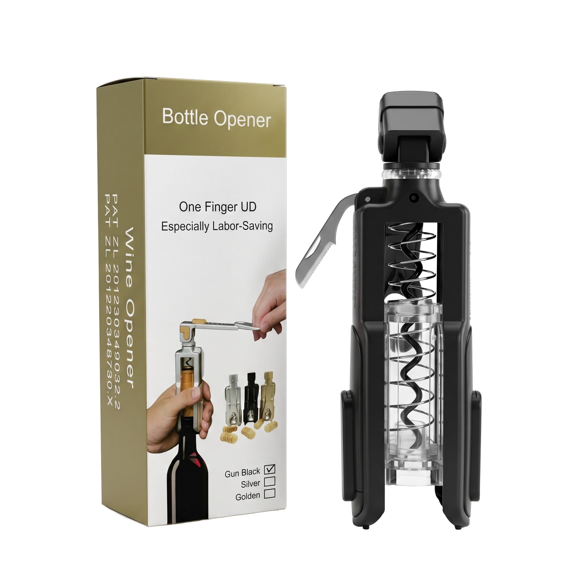 Wine opener Black finish view 2