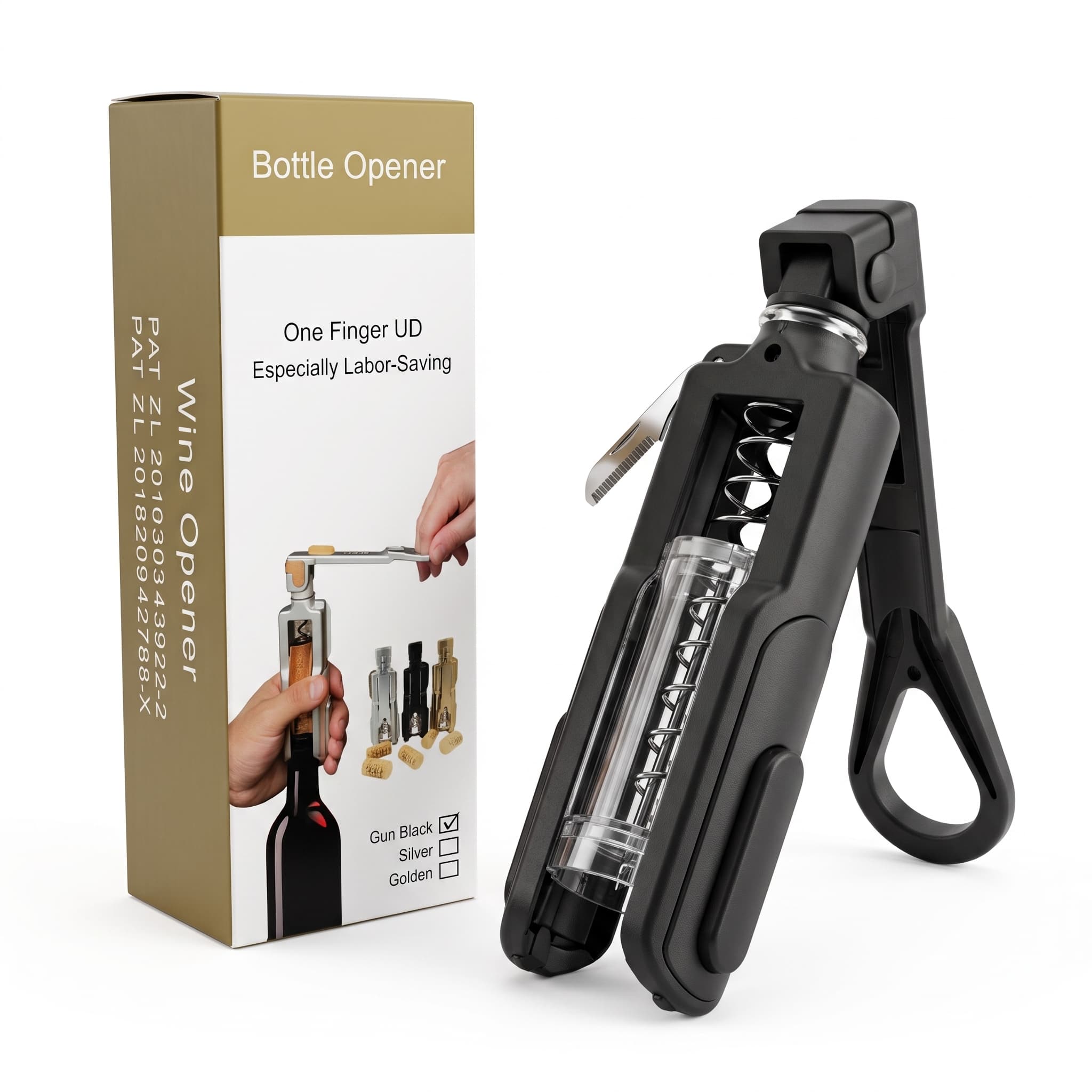 Wine opener Black finish view 3