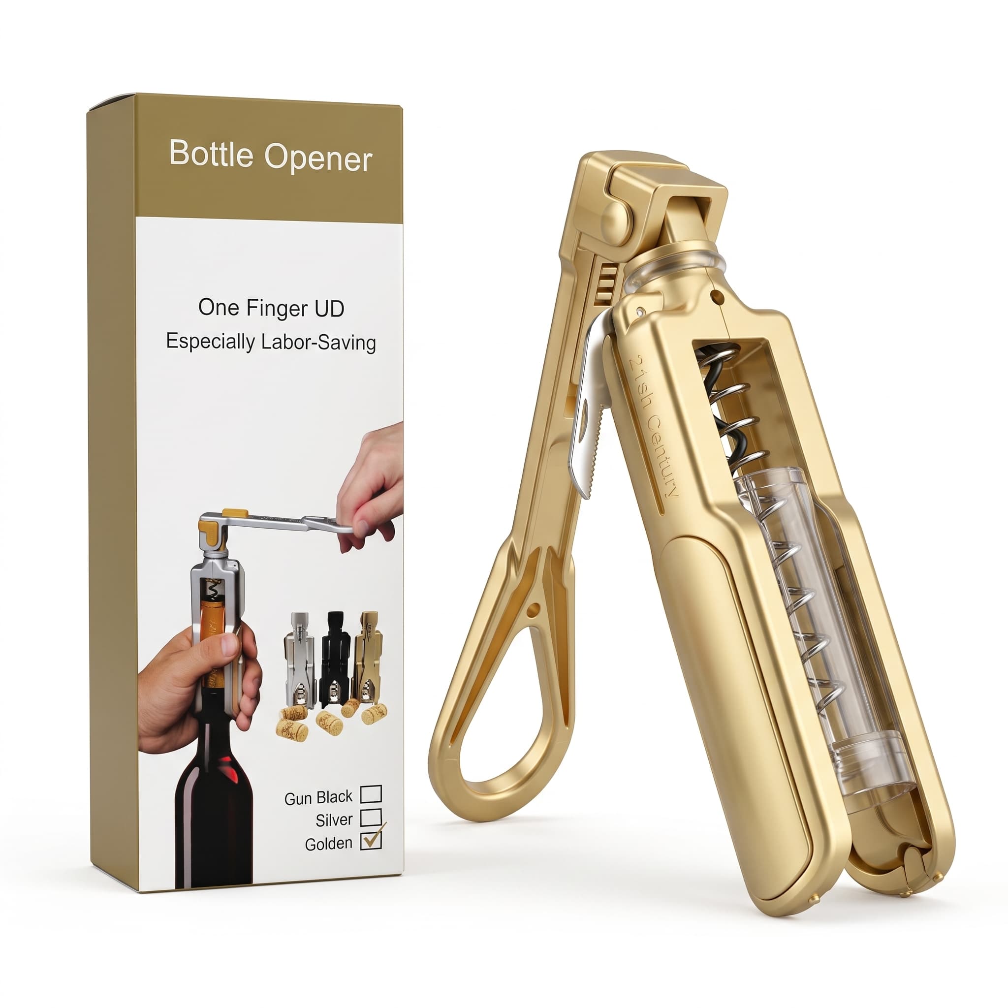 Wine opener Gold finish view 1