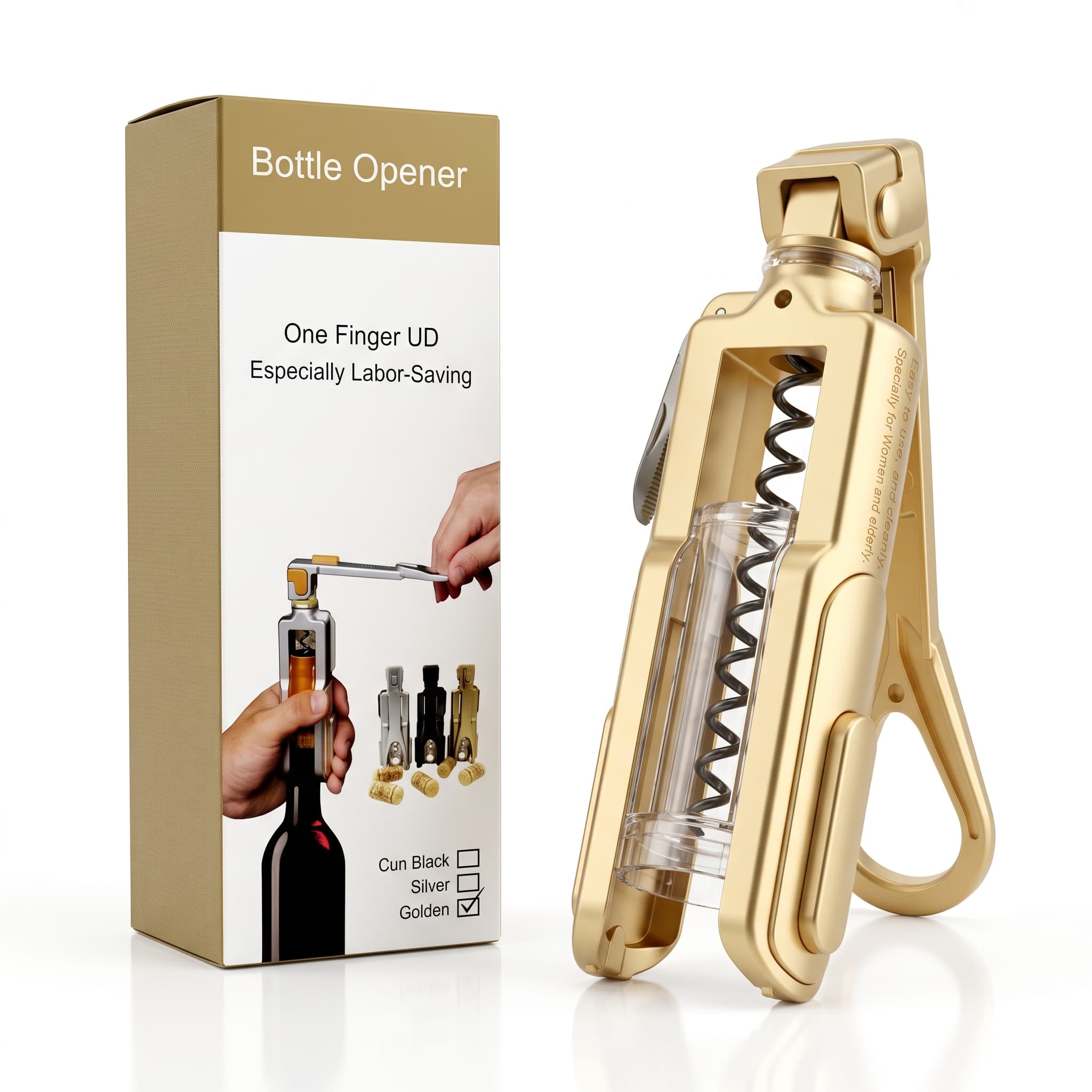 Wine opener Gold finish view 2