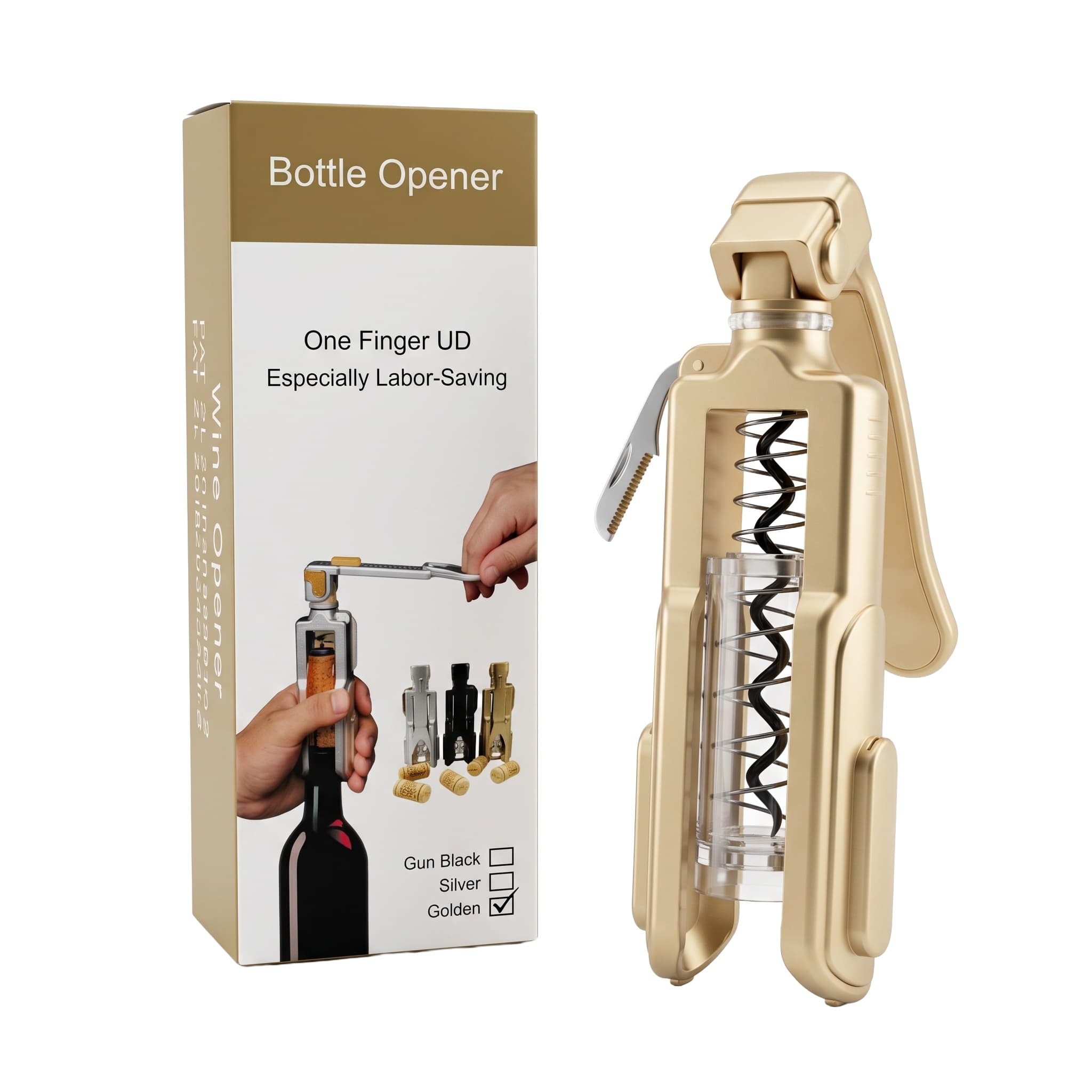 Wine opener Gold finish view 3